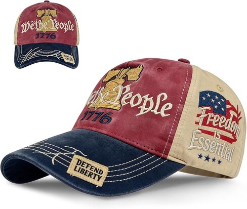 قبعة We The People، قبعة الذكرى السنوية الأمريكية لمدة 250 عامًا، قبعة بيسبول من القماش قابلة للتعديل والمطرزة لعيد الاستقلال/المناسبات الوطنية، قبعة الولايات المتحدة الأمريكية رقم 250 للرجال والنساء in Kuwait