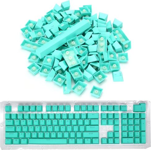 PBT Keycaps, 108 Keys P9 Mechanical Keyboard Key Backlit Key Character Translucent Key DIY Keycaps,for 61/64/87/104/108 Key Mechanical Keyboards(Cyan) in Saudi Arabia