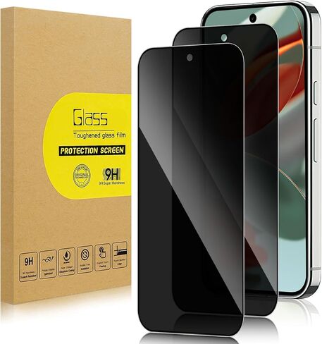2 Pack Privacy Screen Protector for Google Pixel 9 Pro XL 6.8 inch [Anti-Spy Tempered Glass] [Fingerprint Unlock Support], Anti-Scratch, Bubble-Free, Easy Install 9H Protective Glass in Saudi Arabia