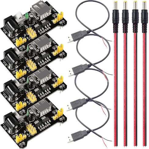 4 قطع 3.3 فولت 5 فولت MB102 وحدة إمداد الطاقة للوحة الخبز مع كابل ذكر تيار مستمر كابل USB ذكر لاردوينو in Kuwait