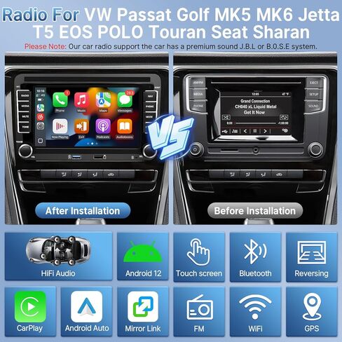 Leadfan Android Car Stereo Radio for VW Volkswagen Jetta Passat Tiguan, 7'' Screen for Passat Car Radio, Support Wireless Carplay/Android Auto/Bluetooth/GPS Navigation/Backup Camera in Saudi Arabia