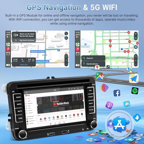 Leadfan Android Car Stereo Radio for VW Volkswagen Jetta Passat Tiguan, 7'' Screen for Passat Car Radio, Support Wireless Carplay/Android Auto/Bluetooth/GPS Navigation/Backup Camera in Saudi Arabia