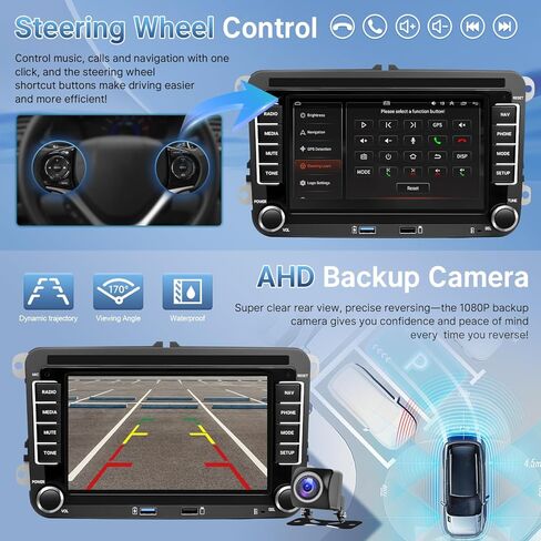 Leadfan Android Car Stereo Radio for VW Volkswagen Jetta Passat Tiguan, 7'' Screen for Passat Car Radio, Support Wireless Carplay/Android Auto/Bluetooth/GPS Navigation/Backup Camera in Saudi Arabia