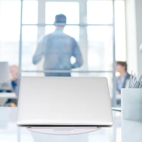 Elevated Laptop Stand with Rotating Base and Heat Sink Plastic Computer Bracket Holder for Home Office Use, White Adjustable Riser Compatible with Laptops in Saudi Arabia