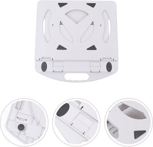 Elevated Laptop Stand with Rotating Base and Heat Sink Plastic Computer Bracket Holder for Home Office Use, White Adjustable Riser Compatible with Laptops in Saudi Arabia