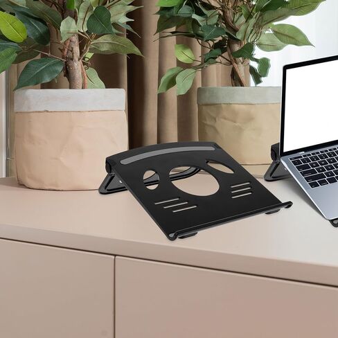 حامل كمبيوتر محمول محمول وحامل تبريد للمكتب، حامل كمبيوتر محمول رمادي قابل للطي مع تصميم جيد التهوية، ارتفاع قابل للتعديل لملحقات الكمبيوتر المحمول في المكتب والمنزل in Kuwait