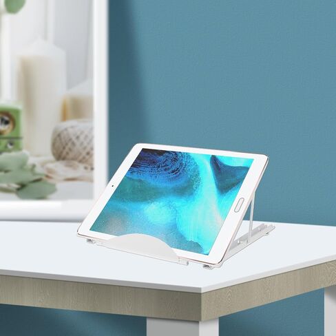jojofuny Adjustable Folding Metal Laptop and Tablet Stand for Desk, Portable Heat Dissipation Computer Rack Holder, White, Suitable for Home and Office Use in Kuwait
