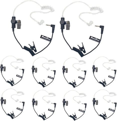 MaximalPower 3.5mm RECEIVER/LISTEN ONLY Surveillance Headset Earpiece with Clear Acoustic Coil Tube Earbud Audio Kit For Two-Way Radios, Transceivers and Radio Speaker Mics Jacks (10 Pack, Short Cord) in Saudi Arabia