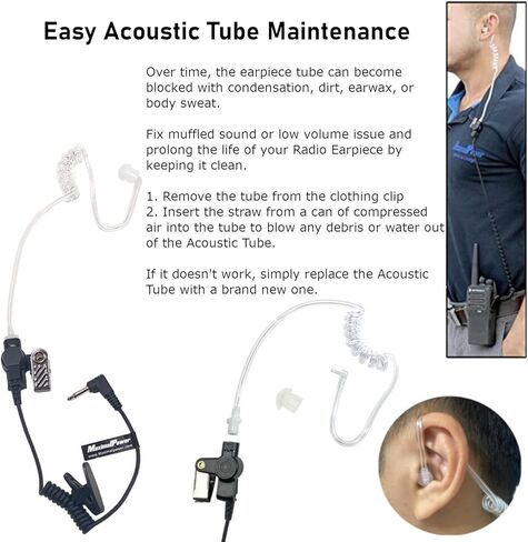 MaximalPower 3.5mm RECEIVER/LISTEN ONLY Surveillance Headset Earpiece with Clear Acoustic Coil Tube Earbud Audio Kit For Two-Way Radios, Transceivers and Radio Speaker Mics Jacks (10 Pack, Short Cord) in Saudi Arabia