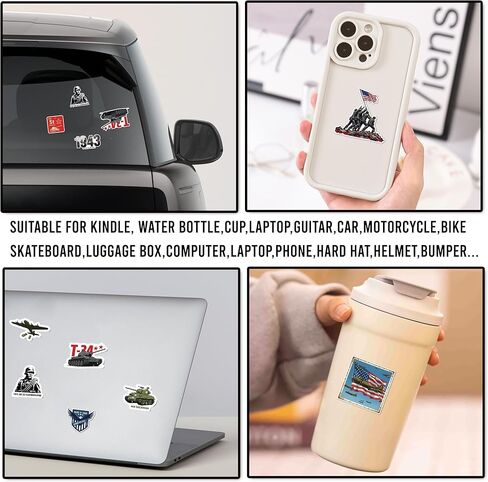 50 Pcs WW2 History Vinyl Sticker Waterproof World War 2 Stickers Historical Decals Water Bottle Notebook Phone Tablet Laptop Bike Skateboard Helmet Christmas Gifts for Teens Students Coworkers in Saudi Arabia