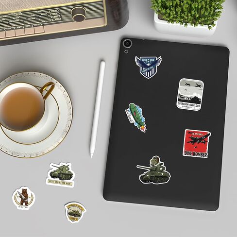 50 Pcs WW2 History Vinyl Sticker Waterproof World War 2 Stickers Historical Decals Water Bottle Notebook Phone Tablet Laptop Bike Skateboard Helmet Christmas Gifts for Teens Students Coworkers in Saudi Arabia