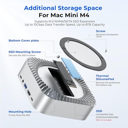 MAC MINI M4 Stand - MANT HELPTICAL MOUNT ALUMINIM HELPTICAL FOR M4 & M4 PRO (2024) - تبديد الحرارة الأمثل - حامل حالة MAC MINI M4 - ملحقات MAC MINI M4 in Saudi Arabia