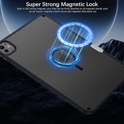 Telaso Magnetic for iPad Pro 11 inch 2025/2024 (M5/M4) Case, Supports Pencils, Translucent Matte Back Soft TPU Bumper Military Grade Shockproof Protective Case for iPad Pro 11 inch 2025/2024, Black in Saudi Arabia