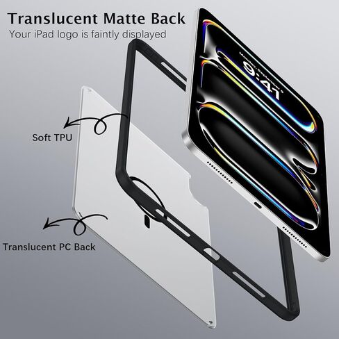 Telaso Magnetic for iPad Pro 11 inch 2025/2024 (M5/M4) Case, Supports Pencils, Translucent Matte Back Soft TPU Bumper Military Grade Shockproof Protective Case for iPad Pro 11 inch 2025/2024, Black in Saudi Arabia