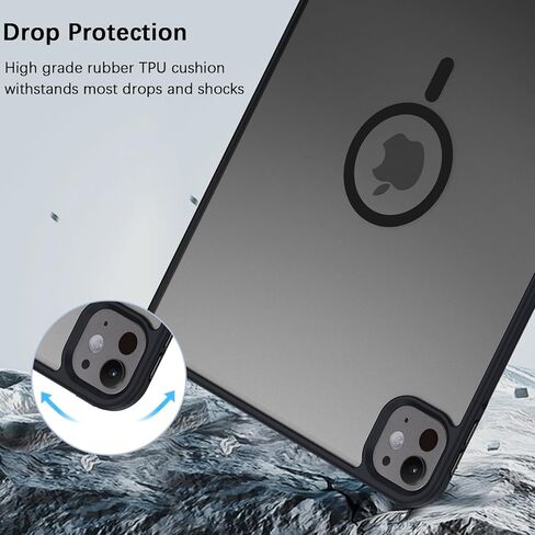 Telaso Magnetic for iPad Pro 11 inch 2025/2024 (M5/M4) Case, Supports Pencils, Translucent Matte Back Soft TPU Bumper Military Grade Shockproof Protective Case for iPad Pro 11 inch 2025/2024, Black in Saudi Arabia