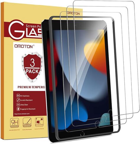 واقي شاشة OMOTON [3 عبوات] متوافق مع iPad 10.2 بوصة - واقي شاشة من الزجاج المقوى in Kuwait