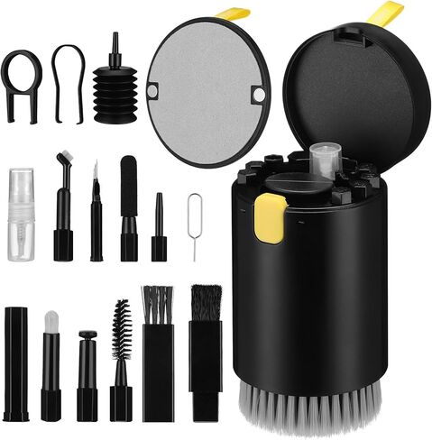 Alipis 20-in-1 Electronic Device Cleaning Kit Keyboard and Lens Cleaning Brush for Laptops Cameras and Earbuds – Black Multifunctional for Electronics Maintenance in Saudi Arabia
