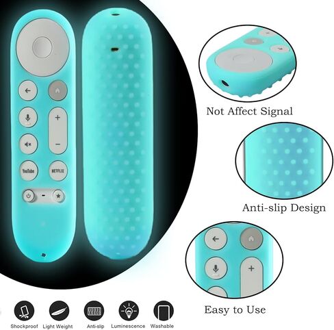 Remote Cover Compatible with Google Chromecast 4K 2024,Protective Remote Case for Google TV Streamer 4K 2024 Voice Remote Glow Sky Blue in Saudi Arabia