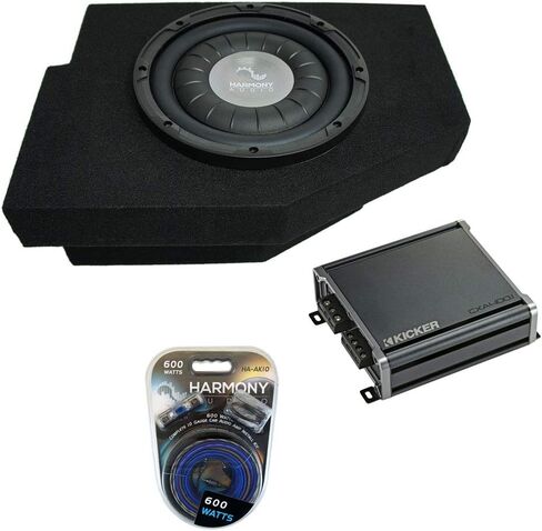 Harmony Audio Compatible with 2002-2015 Dodge Ram Quad/Crew Truck Bundle F104 Single 10" Sub Box & CXA400.1 in Saudi Arabia
