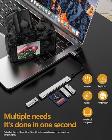 محور USB قارئ بطاقة SD للكمبيوتر محول Micro SD (5 في 1) محطة إرساء للكمبيوتر المحمول ذاكرة خارجية كاميرا خارجية قابس TF ملحقات متعددة المنافذ كابل تمديد الألعاب 3.0 سلك موسع محرك فلاش MacBook Car in Kuwait