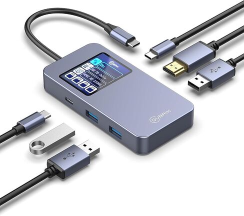 USB C Hub 6 in 1 Smart Docking Station with Screen HDTV 4K@60Hz 100W PD Fast Charging USB-C/A 5Gbps 3.0 Date Ports Travel-Friendly for Dell HP MacBook Air/Pro, iPad, Surface, Samsung Galaxy and More. in Saudi Arabia