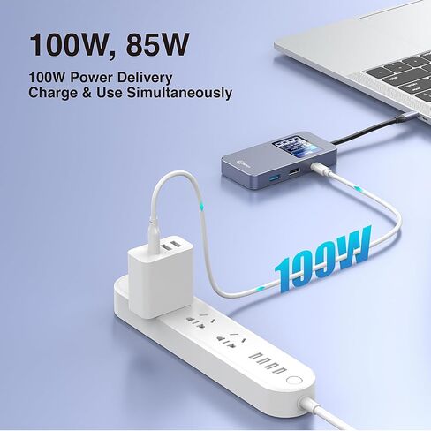 USB C Hub 6 in 1 Smart Docking Station with Screen HDTV 4K@60Hz 100W PD Fast Charging USB-C/A 5Gbps 3.0 Date Ports Travel-Friendly for Dell HP MacBook Air/Pro, iPad, Surface, Samsung Galaxy and More. in Saudi Arabia