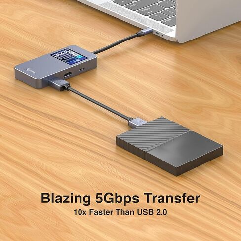 USB C Hub 6 in 1 Smart Docking Station with Screen HDTV 4K@60Hz 100W PD Fast Charging USB-C/A 5Gbps 3.0 Date Ports Travel-Friendly for Dell HP MacBook Air/Pro, iPad, Surface, Samsung Galaxy and More. in Saudi Arabia