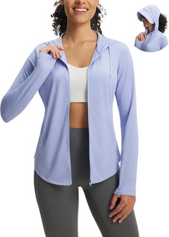 baleaf Women's UPF 50+ Sun Jacket with Removable Brim Lightweight UV SPF Shirts Long Sleeve Full Zip Up Hoodie Outdoor Hiking in Saudi Arabia