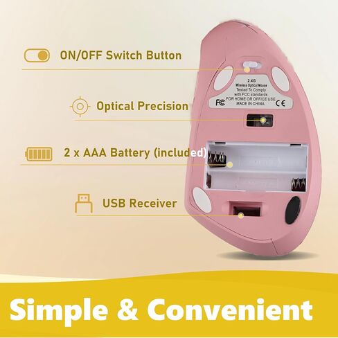 Urby Left Handed Mouse, Vertical Left Handed Ergonomic Wireless Mouse, Ideal for Lefty Users, Gaming & Office Use, Compatible with Windows/macOS/iPadOS. Pink in Saudi Arabia
