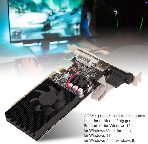 Pomya GT730 2GB GDDR3 Graphics Card, Core Frequency 810MHz, Cooling Fan, 2560x1600 Resolution, PCI Express 2.0 16X Slot, Support for 10, for Vista, for Linux, 11, 7, 8 (GT730 2GB in Saudi Arabia