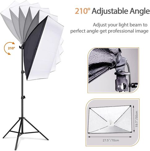 Studio Photography Light Kit, 85W Bi-Color LED Light with 50x70cm Softbox, Adjustable Stand & Boom Arm, 3000K-6000K Temperature for Portrait Product Video Shooting in Kuwait