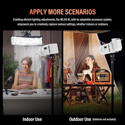 GODOX ML150Bi Bi-Color LED Video Light with Carry Bag 61054Lux@1m 2800-6500K CRI/TLCI 96+ 11 FX Effects with Godox Mount Support NFC&DMX for Videoregraphy Light for Vlogging & Filmmaking in Saudi Arabia