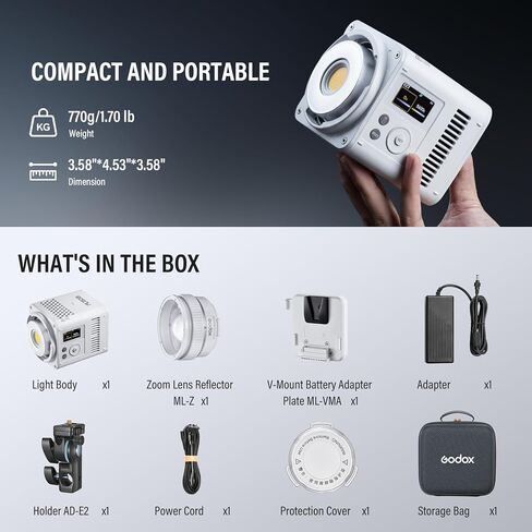 GODOX ML150Bi Bi-Color LED Video Light with Carry Bag 61054Lux@1m 2800-6500K CRI/TLCI 96+ 11 FX Effects with Godox Mount Support NFC&DMX for Videoregraphy Light for Vlogging & Filmmaking in Saudi Arabia