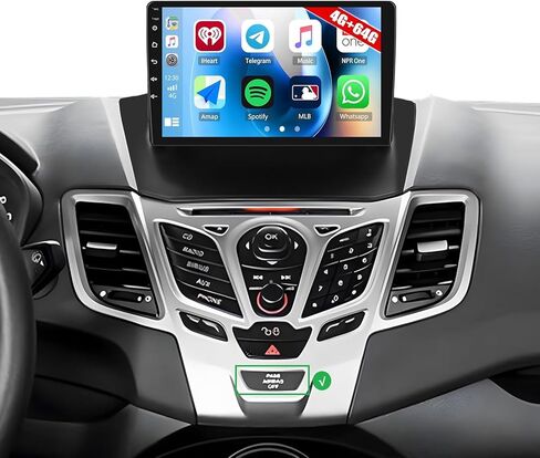 ستيريو راديو السيارة CAMECHO 4G+64G لسيارة Ford Fiesta 2009-2014 مع Carplay اللاسلكي Android Auto Android 15 راديو 9 بوصة 1280*720 وحدة رأس شاشة تعمل باللمس مع بلوتوث 5.0 32EQ GPS WiFi FM RDS كاميرا احتياطية in Saudi Arabia