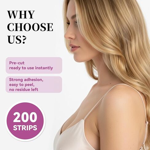 200 Strips Fashion Double Sided Tape for Clothes - Hypoallergenic Dress Tape Fabric to Skin,Skin-Friendly Body Tape & Clothing Tape in Kuwait