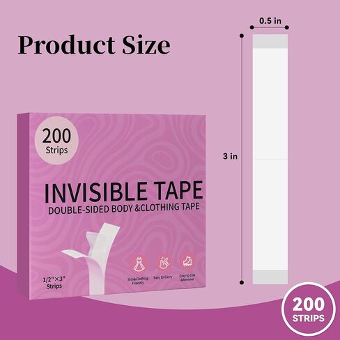 200 Strips Fashion Double Sided Tape for Clothes - Hypoallergenic Dress Tape Fabric to Skin,Skin-Friendly Body Tape & Clothing Tape in Kuwait