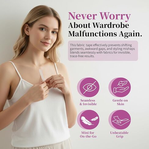 200 Strips Fashion Double Sided Tape for Clothes - Hypoallergenic Dress Tape Fabric to Skin,Skin-Friendly Body Tape & Clothing Tape in Kuwait