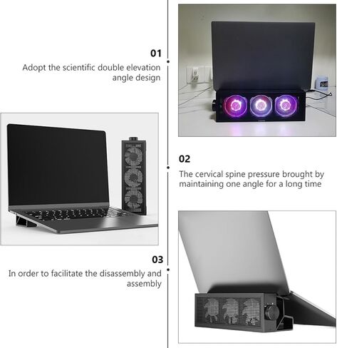 BESPORTBLE RGB Laptop Cooling Pad Adjustable Fan Gaming Notebook Stand Heat Dissipation Holder for Desk and Bed Use in Saudi Arabia