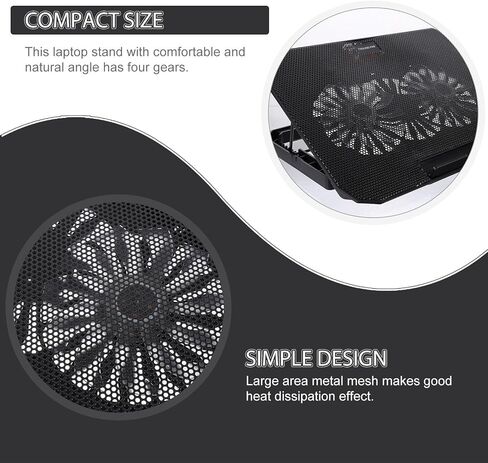 Laptop Radiator Cooler Stand USB Powered Quiet Notebook Cooling Pad with Gears for Efficient Heat Dissipation Black in Saudi Arabia