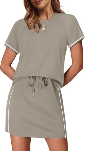 SAMPEEL 2 Piece Sets for Women Skirt Sets Summer Outfits Womens Clothing Set Travel Workout Skort Sets in Saudi Arabia