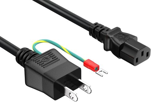 سلك طاقة ياباني بطول 6 أقدام IEC-320-13 إلى JIS 8303 مع أرضي، 18AWG، 7A/125V، أسود in Kuwait