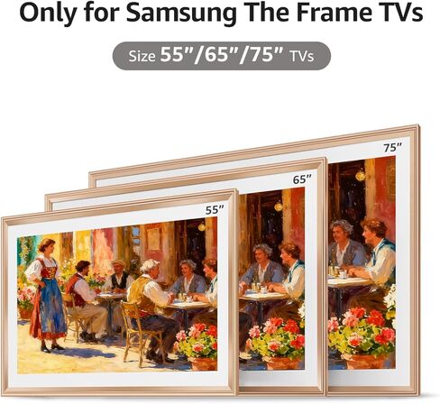 إطارات تلفزيون ديكو مقاس 65 بوصة فقط لأجهزة تلفزيون Samsung The Frame، إطار معدني، أنماط حديثة وبسيطة، سهلة التركيب، حواف قابلة للتبديل لديكور المنزل (تناسب أجهزة تلفزيون الإطار 2021-2025) in Kuwait