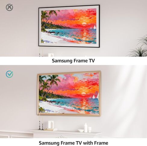 إطارات تلفزيون ديكو مقاس 65 بوصة فقط لأجهزة تلفزيون Samsung The Frame، إطار معدني، أنماط حديثة وبسيطة، سهلة التركيب، حواف قابلة للتبديل لديكور المنزل (تناسب أجهزة تلفزيون الإطار 2021-2025) in Kuwait