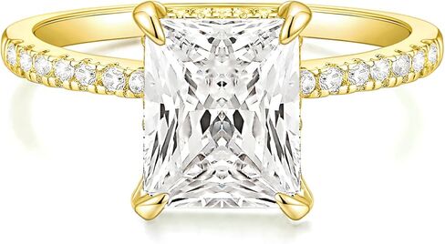TIGRADE 4CT Engagement Ring for Women Radiant Cut Cubic Zirconia Wedding Band CZ Promise Anniversary Ring Size 3-13 in Saudi Arabia