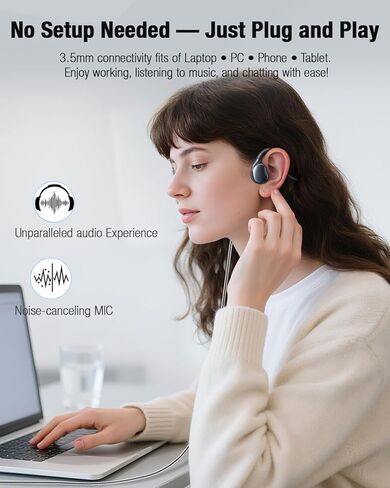 3.5mm Wired Headphones,Open Ear Headphones with Mic, Plug in Headset 3.5 mm Jack for Laptop, PC, Tablets,Traditional Phones,Car AUX, Nintendo Switch. in Saudi Arabia