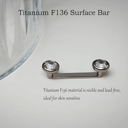 Titanium F136 Surface Piercing Staple Piercings 5mm Tops CZ, 14 Gauge Staple Surface 10/12/14mm Bar in Saudi Arabia