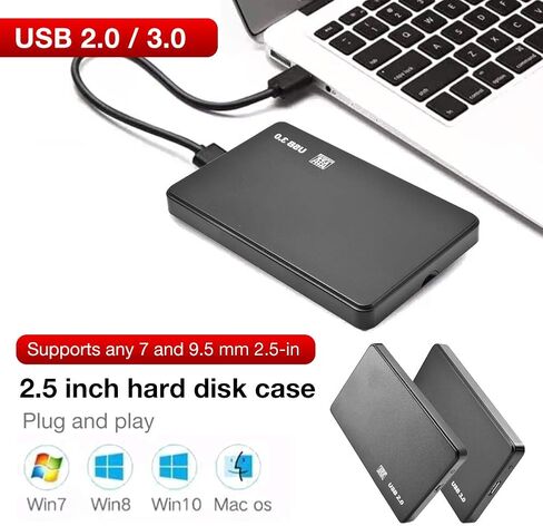 Hard Drive Enclosure, External Storage Enclosure for USB 3.0/2.0 SATA 2.5 Inch Mobile HDD, SATA HDD/SSD Computer Accessories Enclosure Adapter in Saudi Arabia