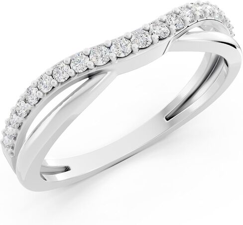 Dazzlingrock Collection 0.25 ctw Round Lab Grown White Diamond Wedding Guard Contour Band for Women in 925 Sterling Silver in Saudi Arabia