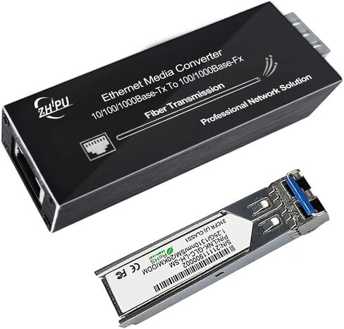محول وسائط ميني جيجابت، 10/100/1000 ميجابت في الثانية RJ45 إلى 1310 نانومتر من الألياف أحادية الوضع، وحدة SFP بطول 20 كم، مدخل طاقة USB من النوع C وDC 5 ~ 15 فولت in Kuwait