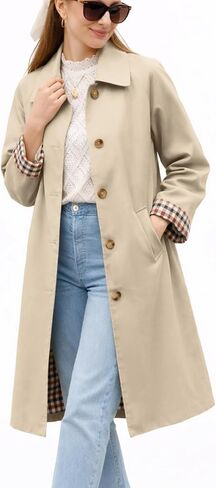 ELLEVEN Long Trench Coat for Women,Single Breasted Lapel Oversized Windproof Overcoat Pea Coats in Saudi Arabia